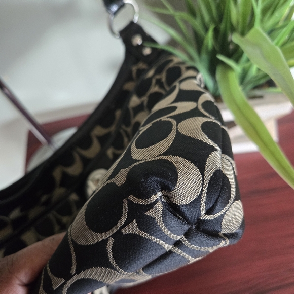 Coach Penelope Signature Sateen Hippie Crossbody Bag Black/Tan - Picture 7 of 11